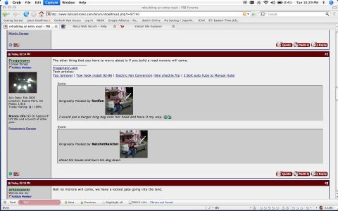 1996 Ford Bronco - Screenshot of a forum thread discussing vehicle modifications and other topics.