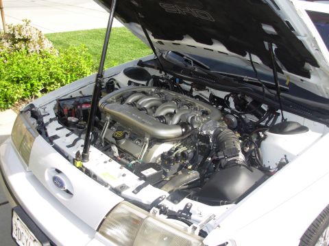 1995 Ford Taurus - The V8 engine of a 1995 Ford Taurus SHO is displayed with the hood open.