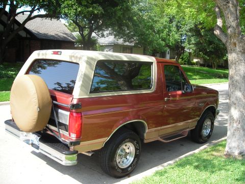 1995 Ford Bronco - This 1995 Ford Bronco is shown from a three-quarter front view, parked curbside.