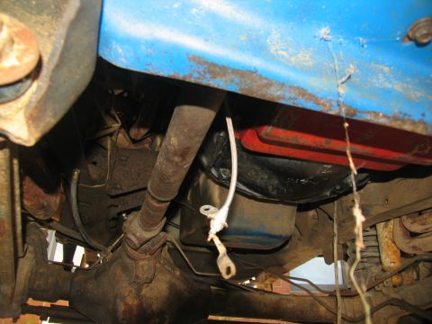1978 Ford Bronco - Underside view of a 1978 Ford Bronco, highlighting the driveshaft and differential components.