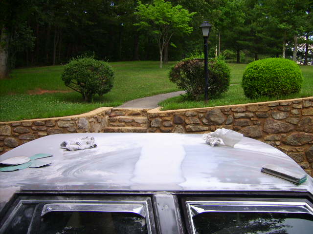 The top being sanded.  Note the B-Pillar still has no bondo.