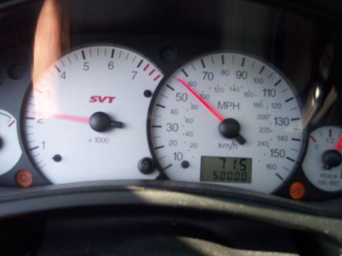 2003 Ford Focus - Dashboard of a 2003 Ford Focus SVT showing speed and mileage.