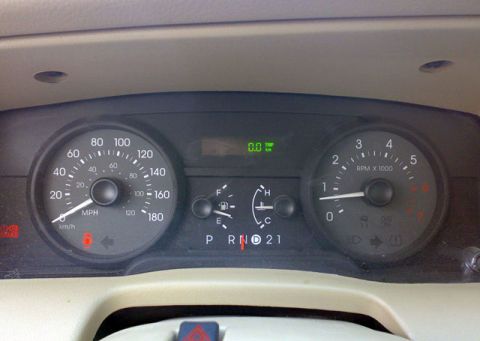 2007 Mercury Grand Marquis - The interior dashboard of a 2007 Mercury Grand Marquis displays its primary gauges and gear selection.