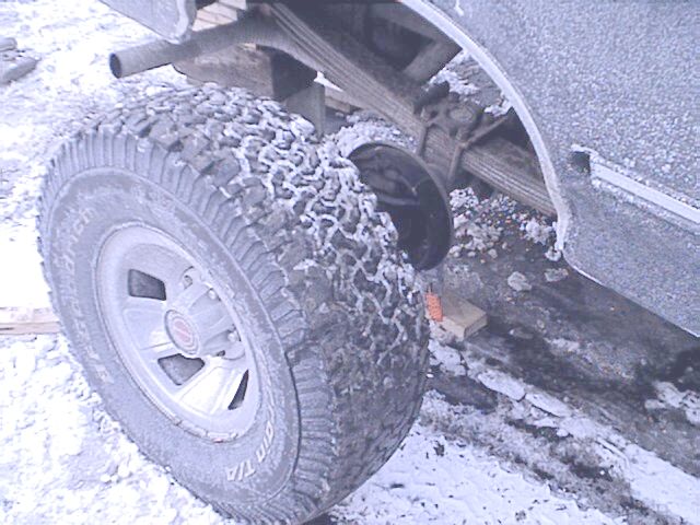 Blown up rear end, axles sticking out