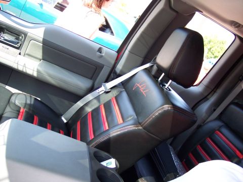 1972 Ford Ranchero - Interior view of a truck's cabin, showing custom seats and dashboard details.