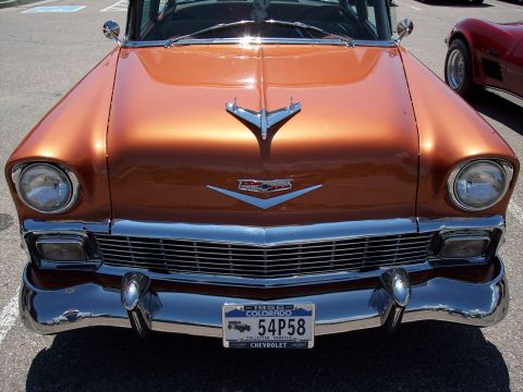1972 Ford Ranchero - Front view of a 1956 Chevrolet Bel Air, showing its distinctive grille and headlights.