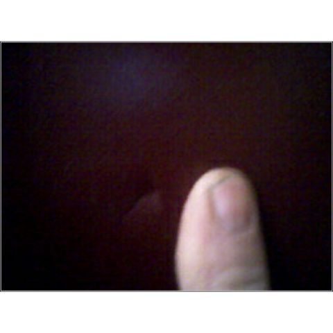 1973 Ford Ranchero - A fingerprint is visible on a dark, textured surface, possibly a car's interior or exterior panel.