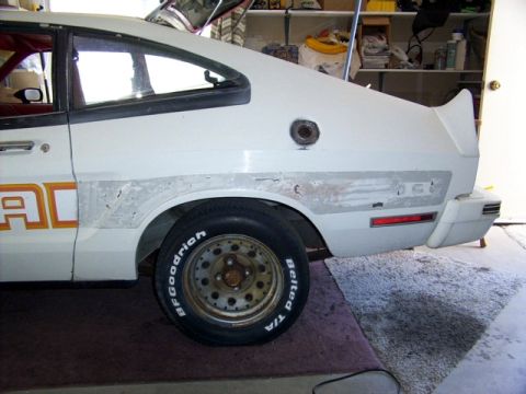 1978 Ford Mustang II - I've started removing the badly faded factory striping.