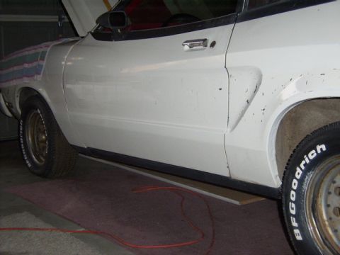 1978 Ford Mustang II - The stripes have been removed from the drivers side.