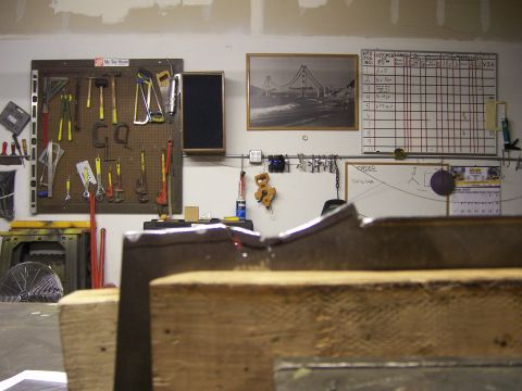 1991 Ford Bronco - A workshop scene tools, a calendar, and a project in progress.