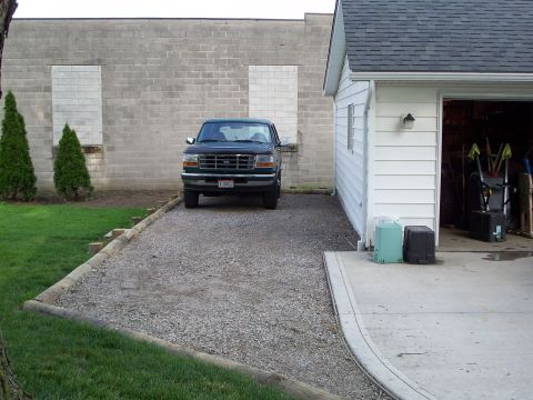 1996 Ford Bronco - A dark green 1996 Ford Bronco is parked in front of a garage.