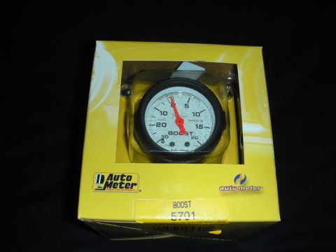 1998 Ford Crown Victoria - A new Auto Meter Phantom mechanical boost/vacuum gauge still sealed in its yellow retail box, reading 30 in-Hg vacuum to 20 psi boost with…