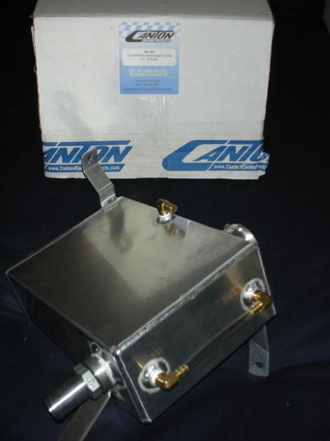 1998 Ford Crown Victoria - Canton aluminum coolant expansion tank with fittings and mounting bracket. Box is also visible.