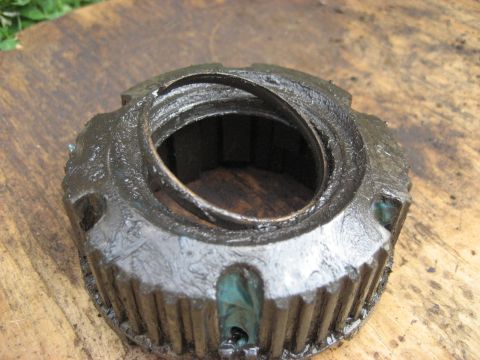 1991 Ford Bronco - This is a close-up view of a Warn Premium hub, showing its internal components and grease.