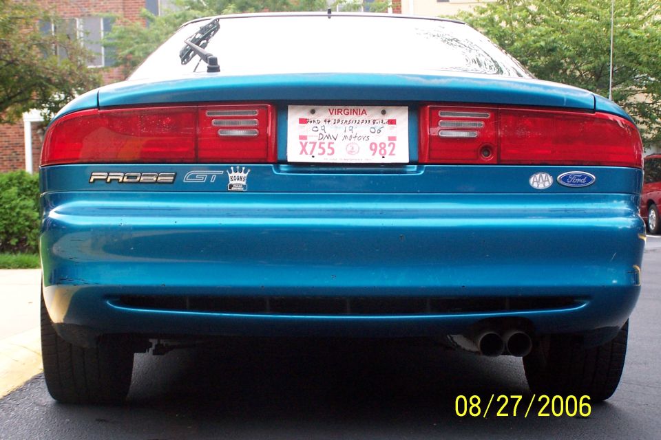 Teal 1994 Ford Probe GT rear view with Virginia license plate X755 982