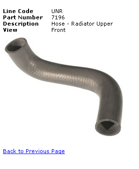 1978 Ford Mustang II - A radiator hose part is shown with its associated part number and description.