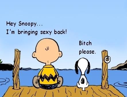 1989 Ford Bronco - Charlie Brown and Snoopy are sitting on a dock, with text bubbles above them.
