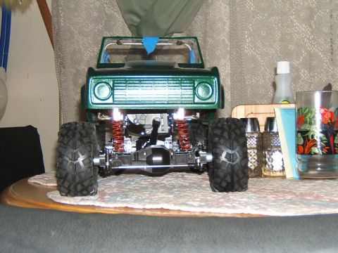 1988 Ford Bronco - RC crawler model with a grille resembling a 1970s Ford Bronco.
