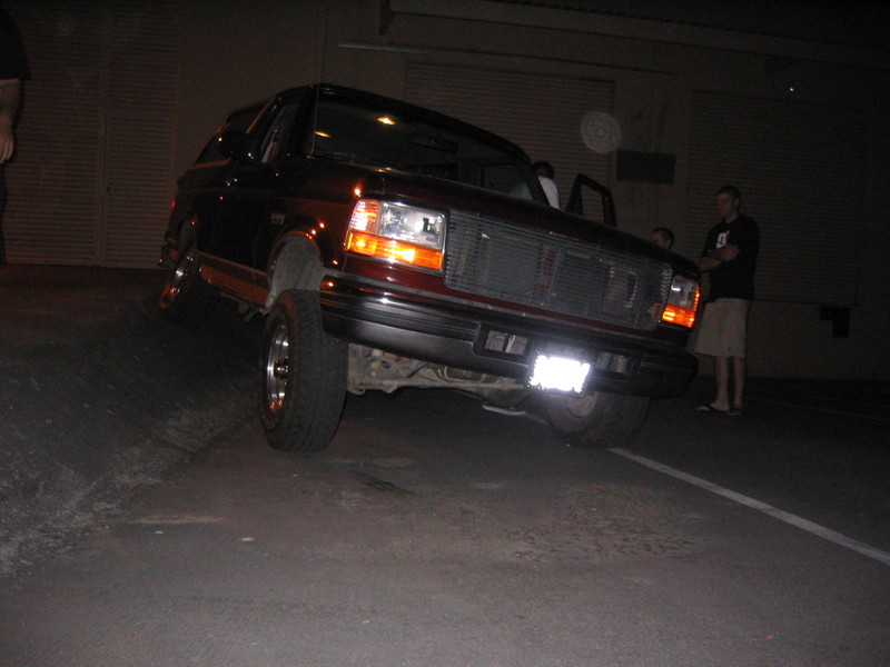 1996 Ford Bronco front view at night