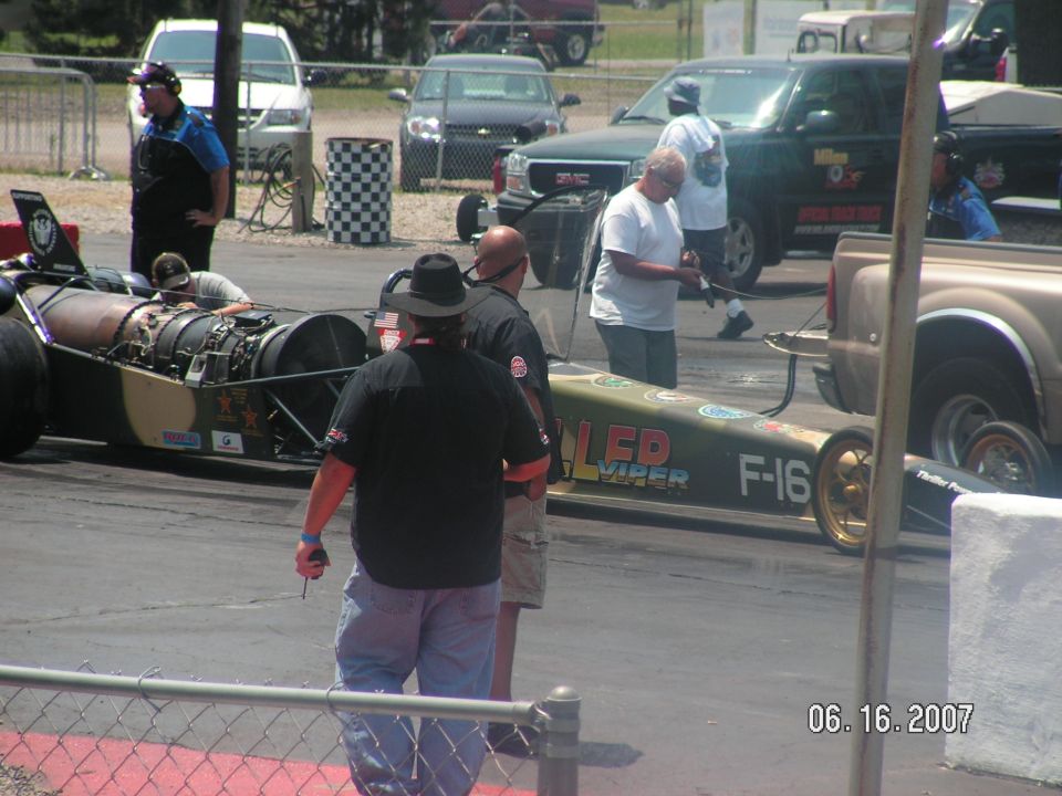 Jet dragster with F-16 graphics and Viper branding
