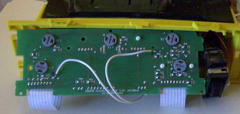 Rear of a 95 display with the wires soldered on