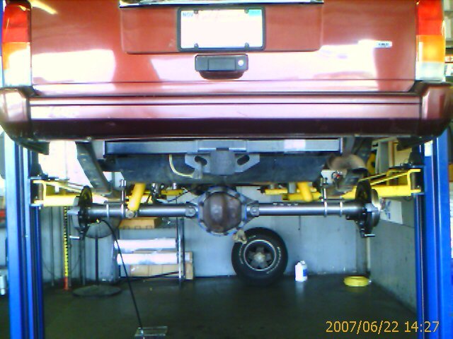 D44 in and receiving brakes.  Note the relocated lower shock mounts :)