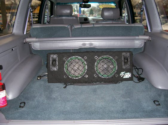 1994 Ford Explorer interior cargo area with dual subwoofers