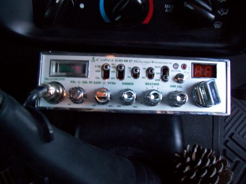2003 Ford Ranger - Interior view of a vehicle's dashboard with a Cobra CB radio installed.
