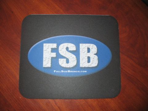 1991 Ford Bronco - This mousepad features the FSB logo and the website FullSizeBronco.com, indicating a connection to Ford Broncos.