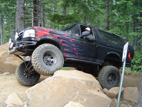1989 Ford Bronco - This 1989 Ford Bronco is navigating a challenging rocky off-road course.