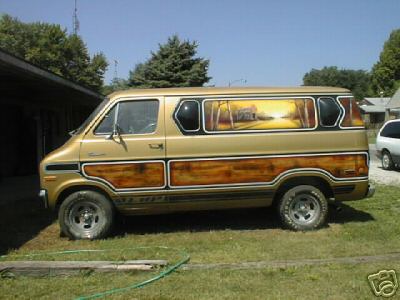 1978 Ford E250 - This van has custom artwork on the windows, depicting a landscape scene.