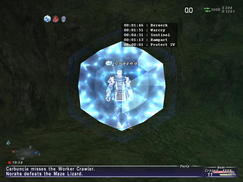 Final Fantasy XI game screenshot of a character in a blue shield effect