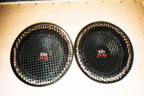 I havent carpeted the box yet or attached the grills.  The grills are there so I can put anything in the back and not crush the subs!