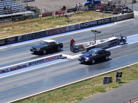 1972 Ford Ranchero - Cars compete at Bandimere Speedway, with "Bandimere Speedway" and "Mopar" signage visible.