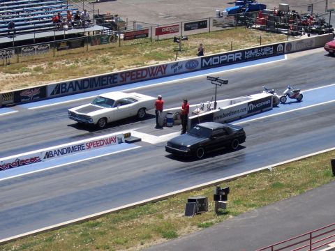 1972 Ford Ranchero - Cars compete at Bandimere Speedway, a drag racing event.
