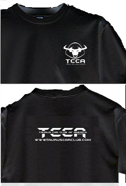 1991 Ford Taurus - This black t-shirt displays the Taurus Car Club of America logo and website, indicating a focus on Ford Taurus vehicles.
