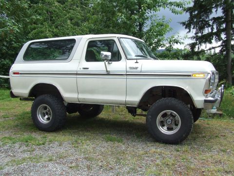 1979 Ford Bronco - This lifted 1978 Ford Bronco is shown from the side with a gray removable top.