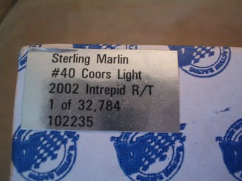 1998 Ford Crown Victoria - A label on a box indicates it is for a 2002 Intrepid R/T, associated with Sterling Marlin and Coors Light.