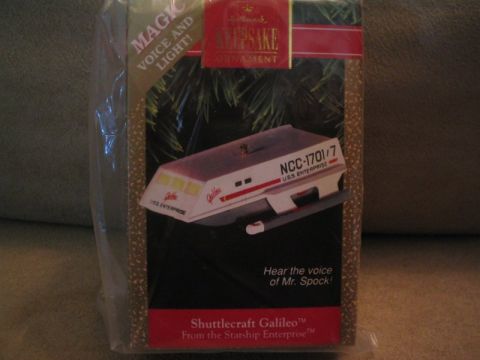 1998 Ford Crown Victoria - This ornament features the Shuttlecraft Galileo and says 'Hear the voice of Mr. Spock!'.