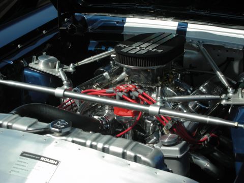 1998 Ford Crown Victoria - The engine bay features a ROUSH air intake and custom chrome components.