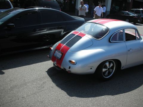 1998 Ford Crown Victoria - Porsche 356 coupe with red racing stripes seen at a coffee meet.