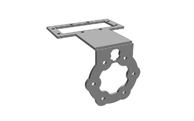 1979 Ford F-150 - This is a diagram of a metal bracket with a circular flange and a rectangular mounting plate.