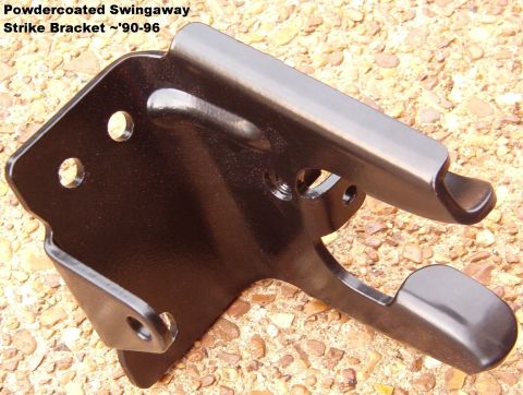 1983 Ford Bronco - SOLD ~'90-96 (Type 3) Swingaway Strike Bracket Powdercoated Not shown, but included: 3 factory black mounting bolts with captive washer Rub…