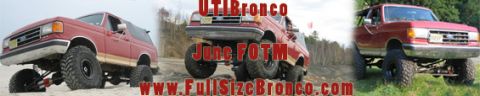 1996 Ford Bronco - Collage of three modified Ford Broncos, likely from the 1987-1991 generation, with off-road tires.