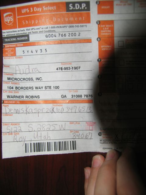 1988 Ford E250 - A shipping document details sender and recipient information, including addresses and tracking numbers.