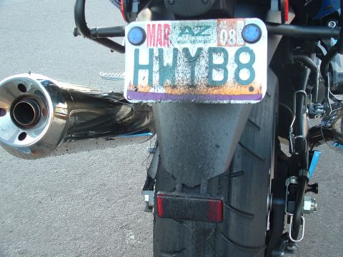 2007 Kawasaki Ninja - The license plate on this motorcycle shows it is registered in Arizona and expires in March 2008.