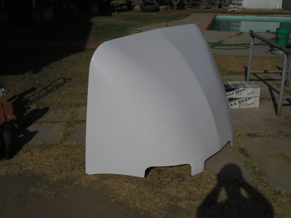 White truck hood, side view