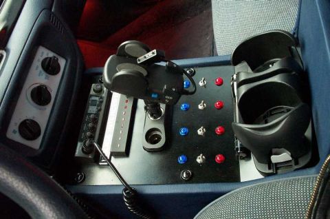 1996 Ford Crown Victoria - I made this custom console out of plywood and plexiglass and covered it in vinyl and paint.