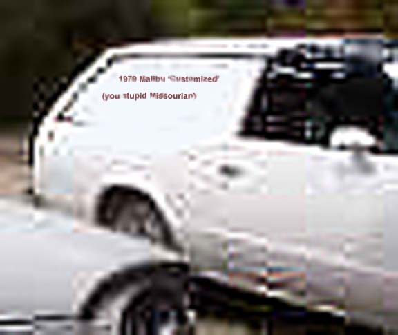 White 1979 Malibu Customized wagon, side view, text on door
