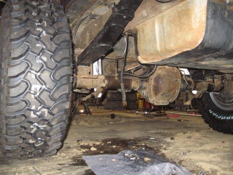 1988 Ford Bronco - new brake lines shocks on leafs on brakeline was cut..had to relocate the new one pinion angle now so rough
